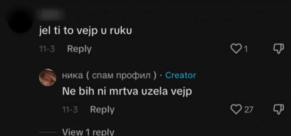 Odogovor Nike Tošić