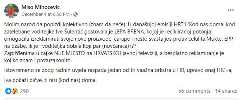 Komšijama je zasmetalo Brenino gostovanje u emisiji 'Kod nas doma' na HTV-u