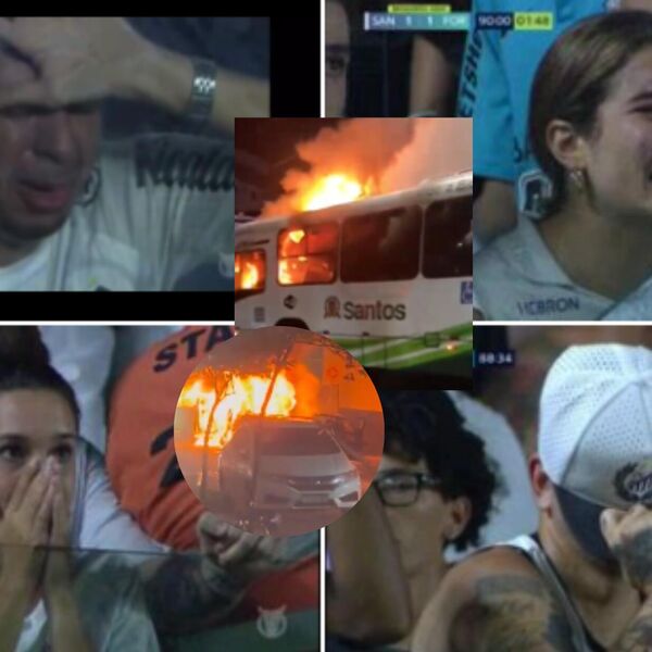 LUKA PRETVORENA U RATNU ZONU: Navijači Santosa plakali, pa u besu palili automobile fudbalera, autobus... (VIDEO)