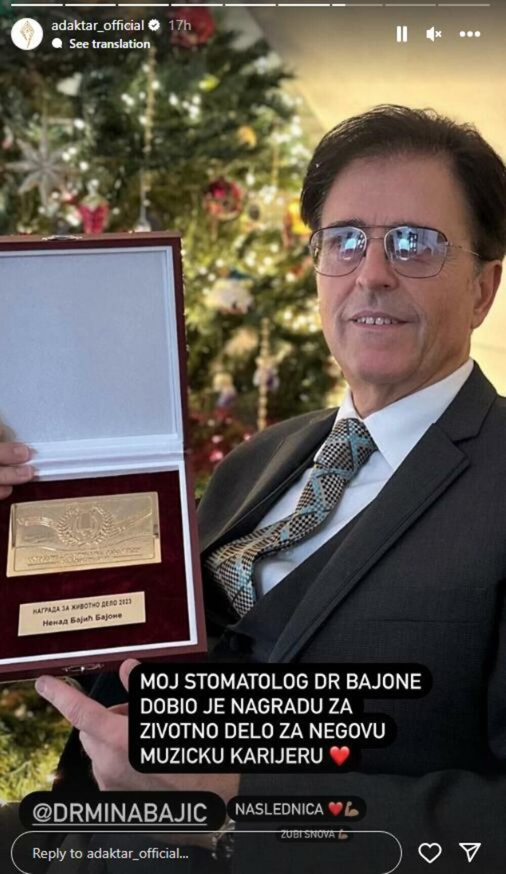 Adam je pokazao svog stomatologa