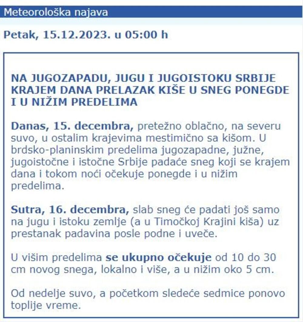 Meteorološka najava