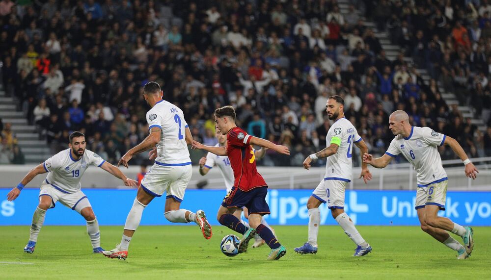 Detalj sa utakmice Kipra i Španije u kvalifikacijama za EURO 2024. godine
