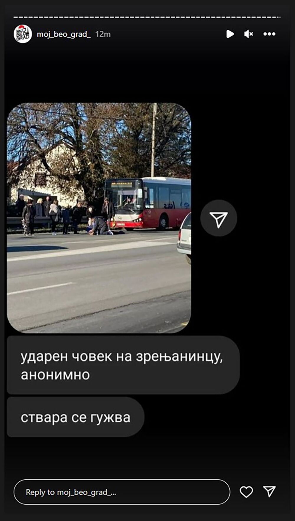 Oboren pešak na Zrenjaninskom putu