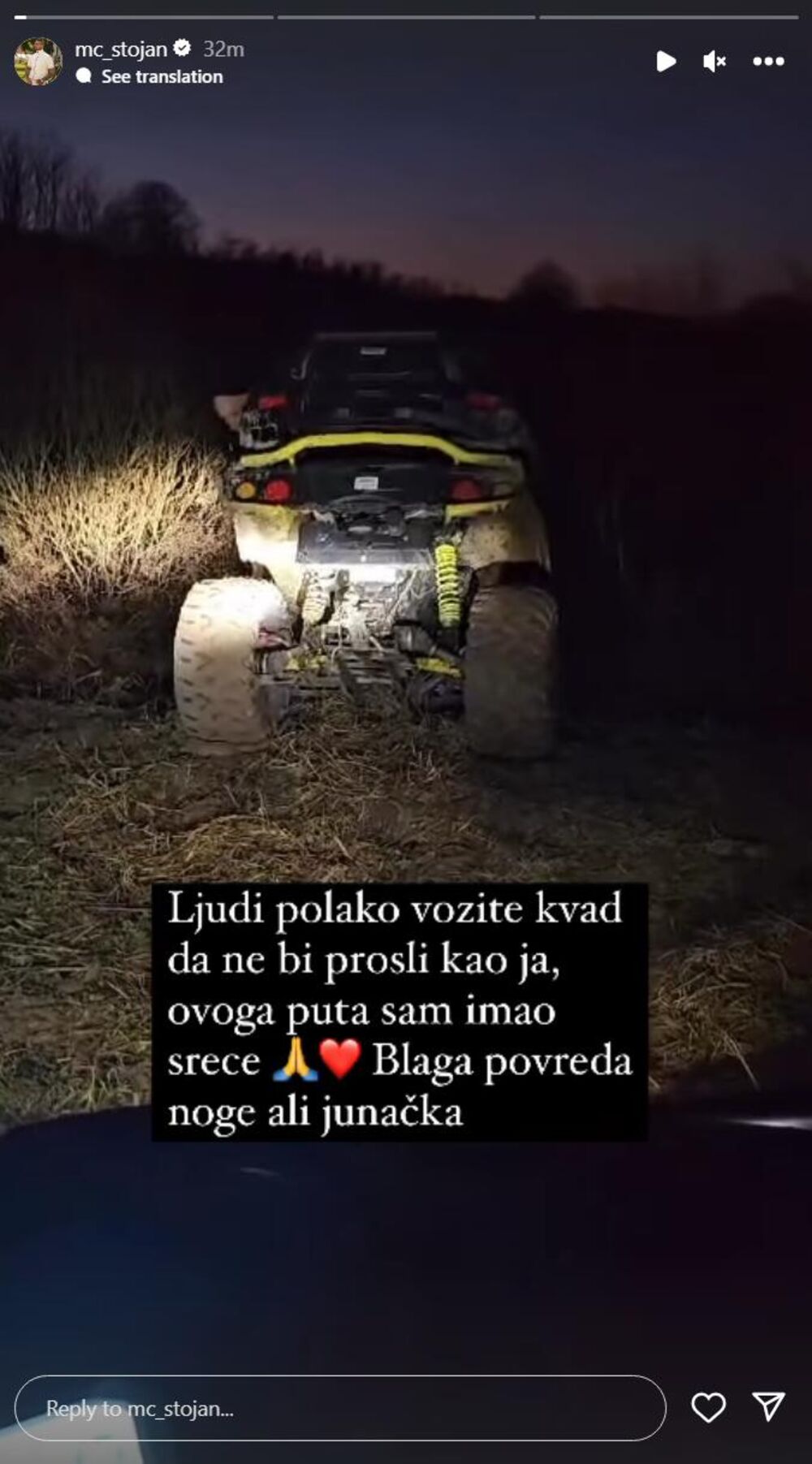 MC Stojan otkrio je i posledice nezgode