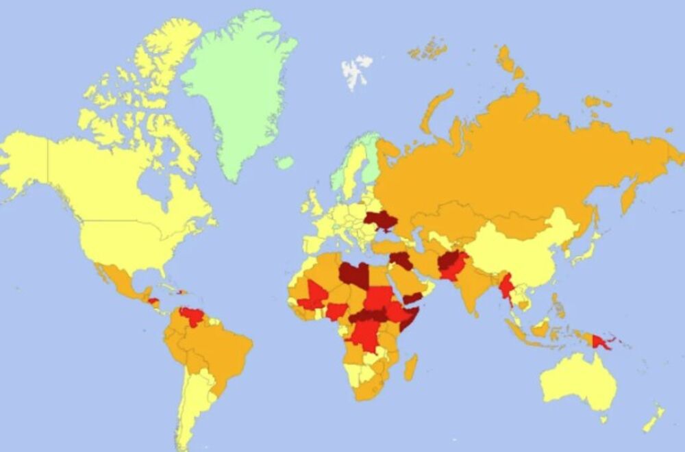 Mapa zemalja bezbednih po mentalno zdravlje