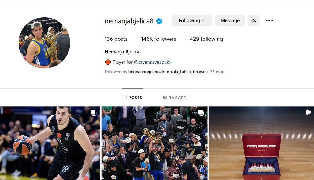 Instagram nalog Nemanje Bjelice