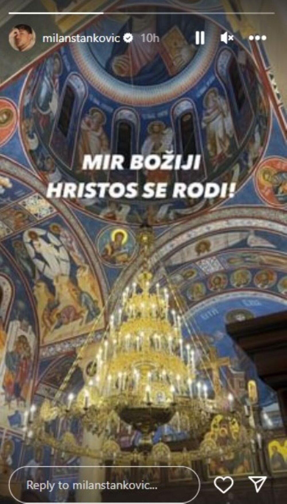 Milan Stanković čestitao Božić pratiocima