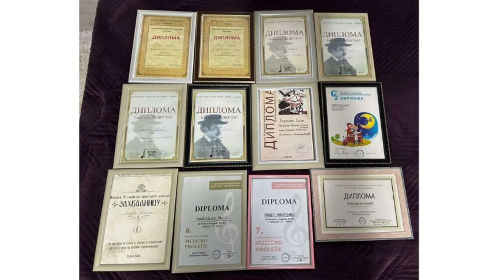 Neke od diploma Andrijane Stajić