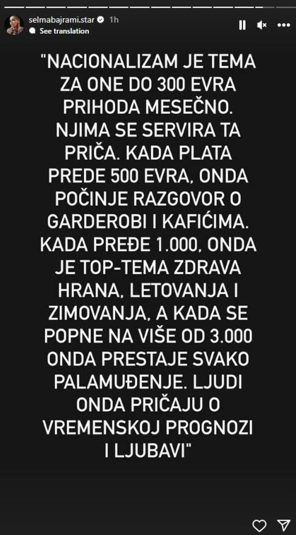 Selma Bajrami ne staje