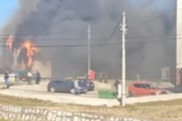 OGROMAN POŽAR BUKNUO U BOLJEVCU: Gori market nedaleko od zgrada, ceo objekat je u plamenu (VIDEO)