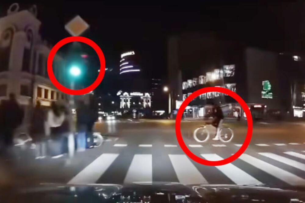 SNIMAK OD KOGA SRCE STANE! Dostavljač u Novom Sadu NE BRINE ZA SVOJU GLAVU, prolazi na CRVENO (VIDEO)