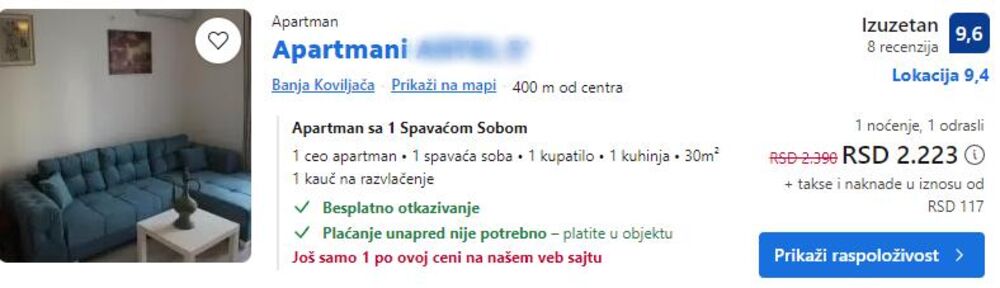 Banja Koviljača smeštaj