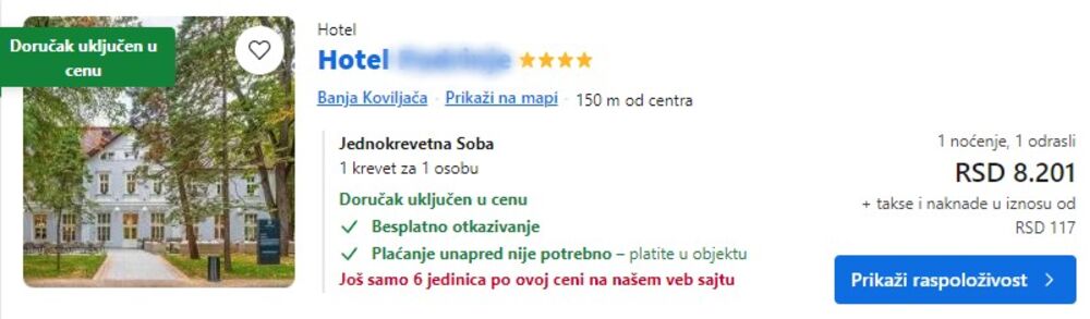 Banja Koviljača smeštaj