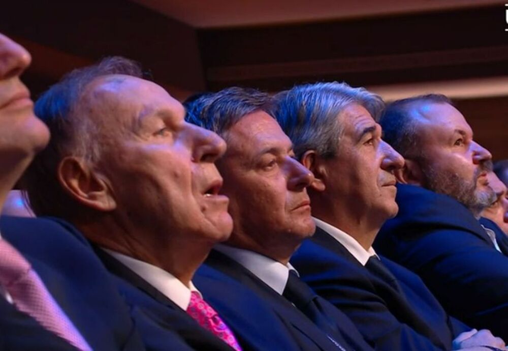 Dragan Džajić, Dragan Stojković i Stevan Stojanović posle žreba