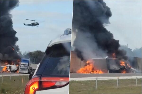 PRIVATNI AVION SA 5 PUTNIKA UDARIO U KOLA NA AUTOPUTU NA FLORIDI: Usledila ogromna eksplozija