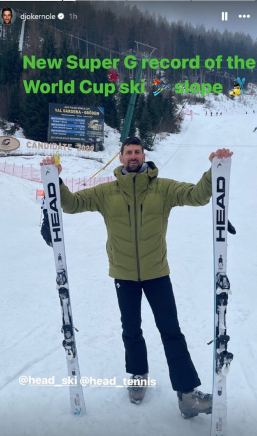 Novak Đoković na skijanju