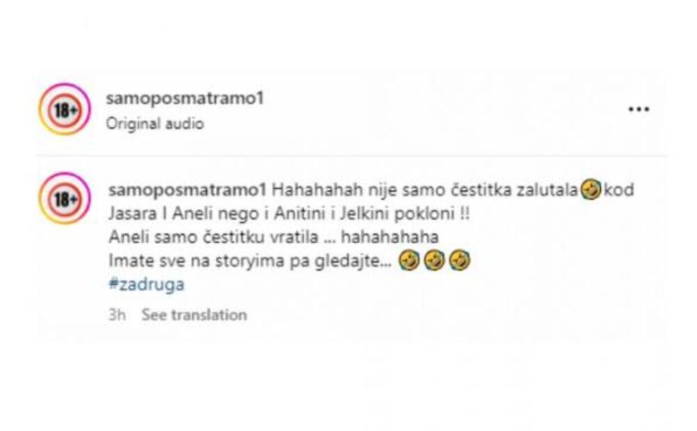Profil koji tvrdi da je Aneli pokrala Anitu i Anđela