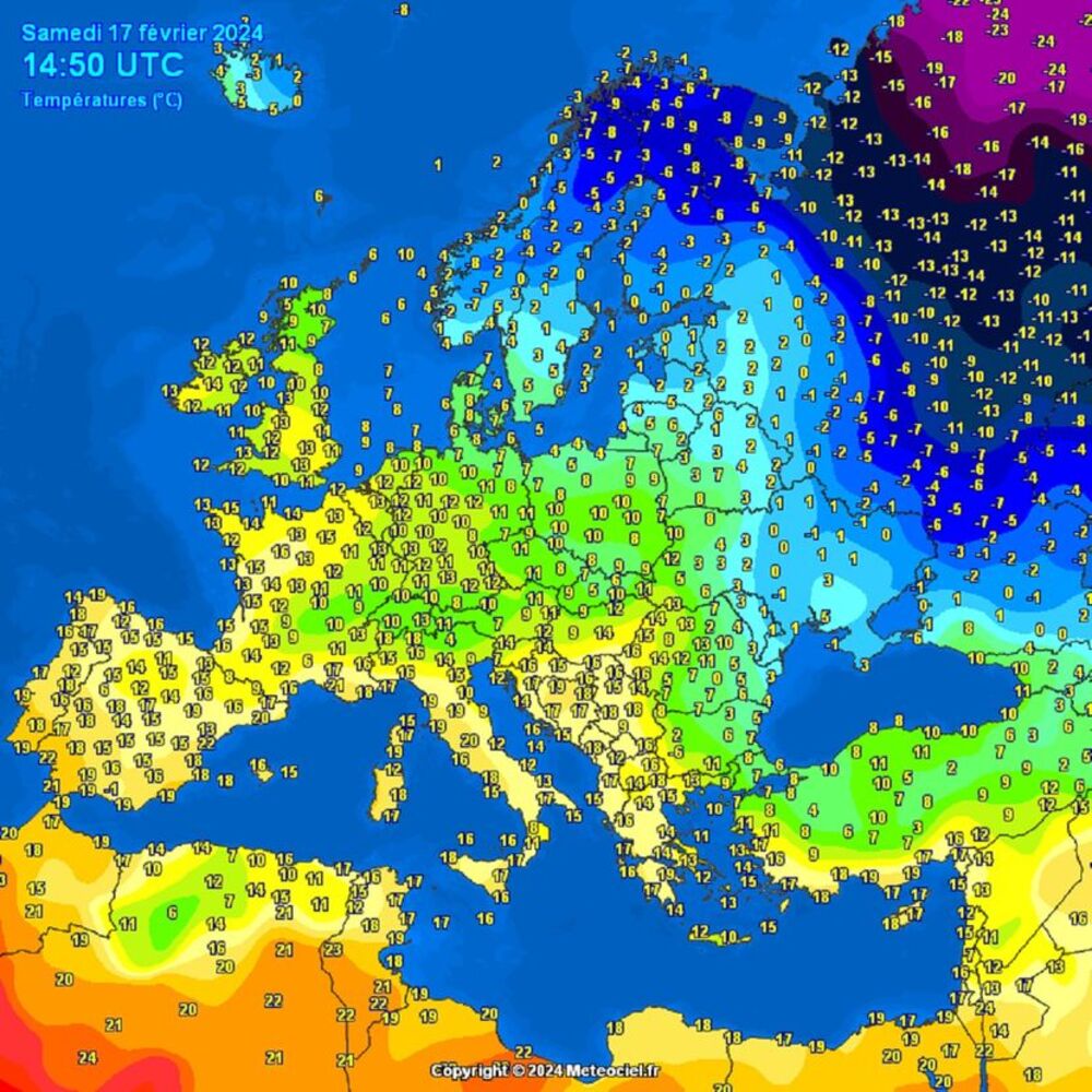 Detaljni prikaz vremena za celu Evropu