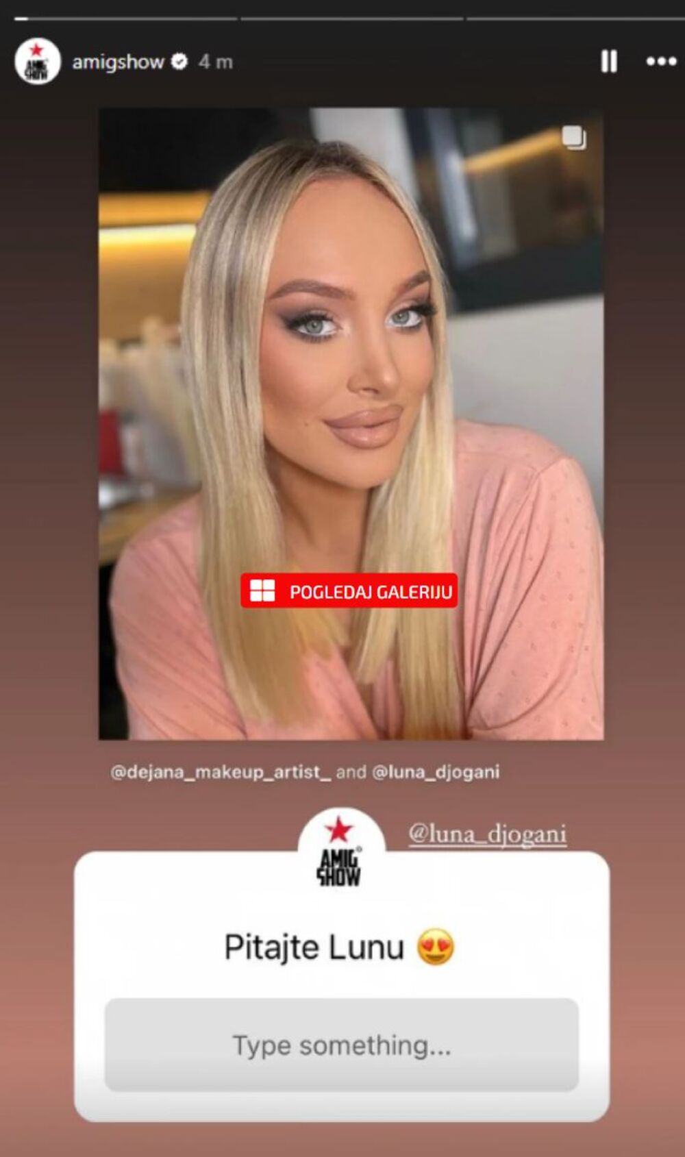 Luna Đogani sutra gostuje u Amidži šou