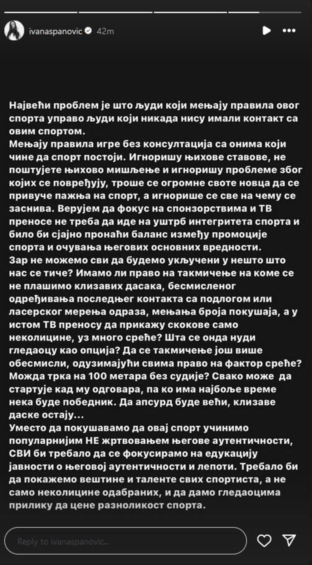 Poruka Ivane Španović