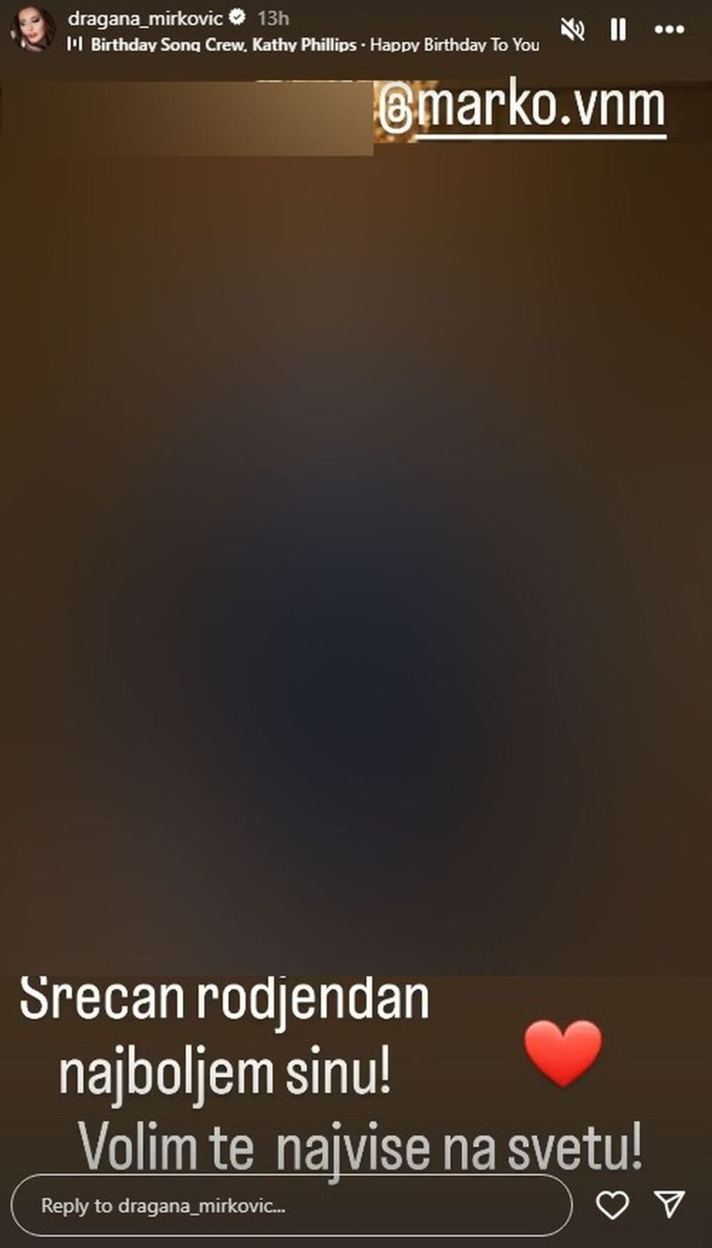 Dragana Mirković čestita rođendan sinu Marku