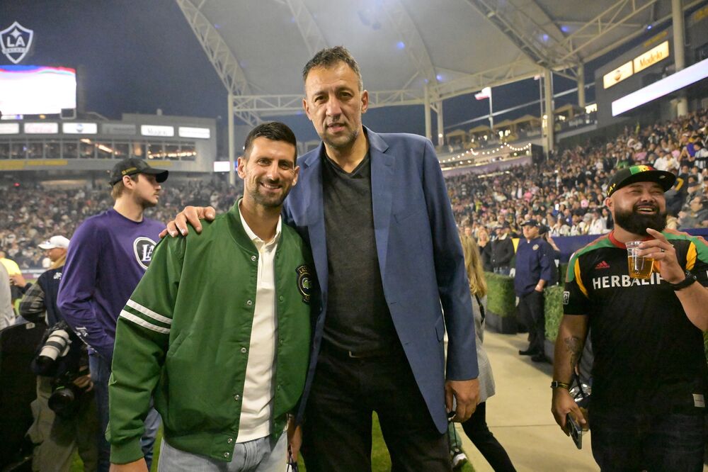 Novak Đoković i Vlade Divac na utakmici Los Anđeles Galaksija i Inter Majamija