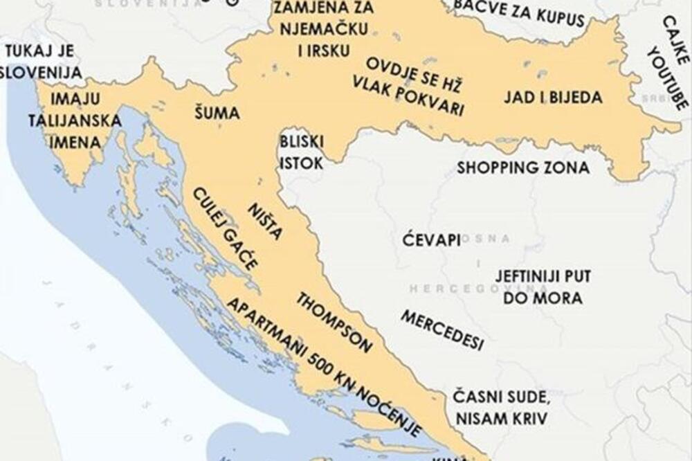 SLAVONAC NAPRAVIO KARTU HRVATSKE SA OPISIMA ZA SVAKU REGIJU: Ceo BALKAN na nogama - komšijama ide PARA NA UŠI