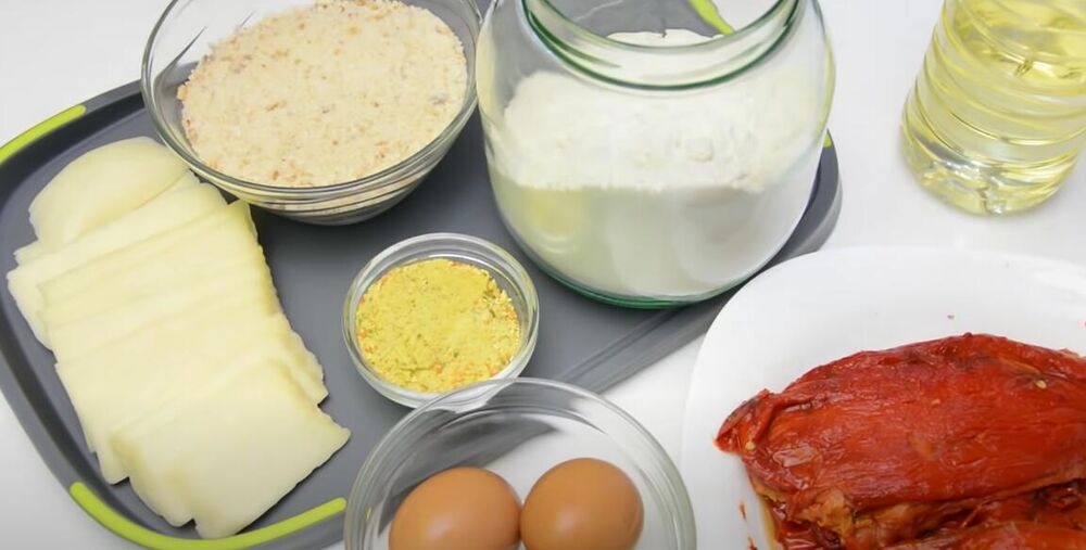 Sastojci za pohovane pečene paprike sa sirom