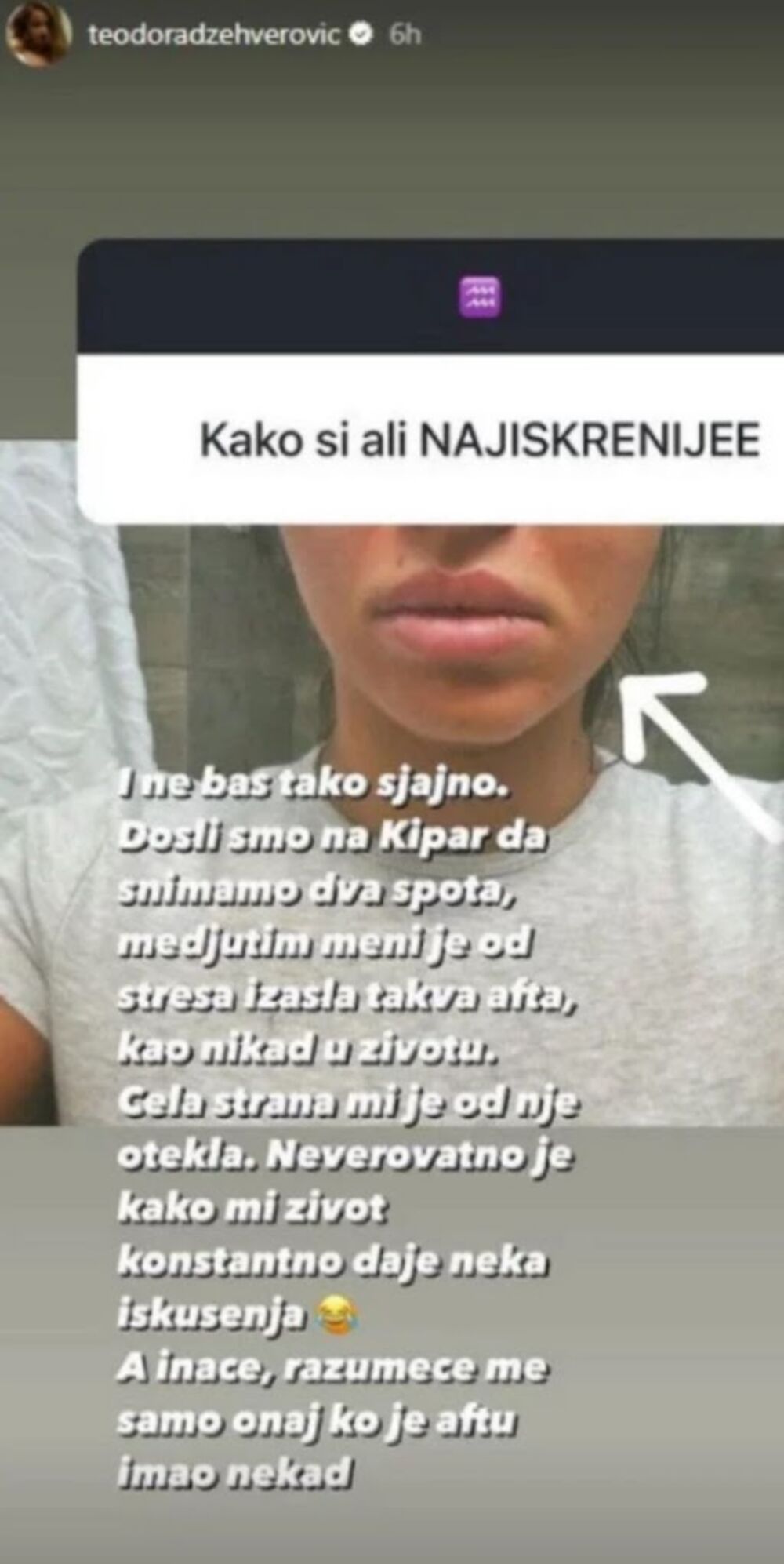 Teodora se svojim fanovima obratila putem Instagrama