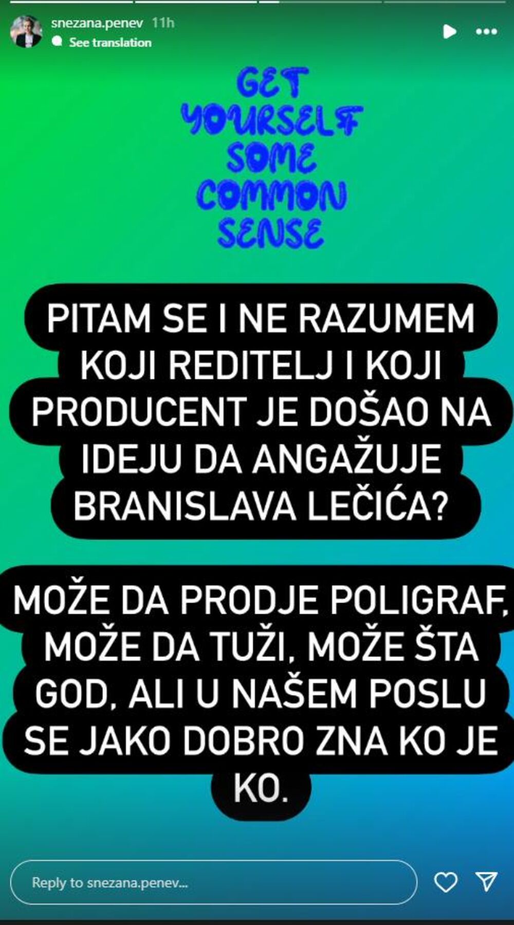 Producentkinja Snežana Penev oglasila se na svom Instagramu