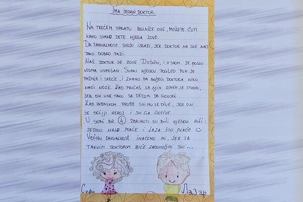 "IMA JEDAN DOKTOR...": Mališani Sofija i Lazar posle operacije iznenadili lekara pismom, preslatko je! (FOTO)