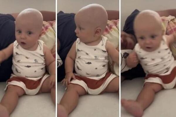 BEBAC NIJE ZNAO ŠTA GA JE SNAŠLO: Reakcija Luke na hrkanje oca Igora postala je hit u svetu! (VIDEO)