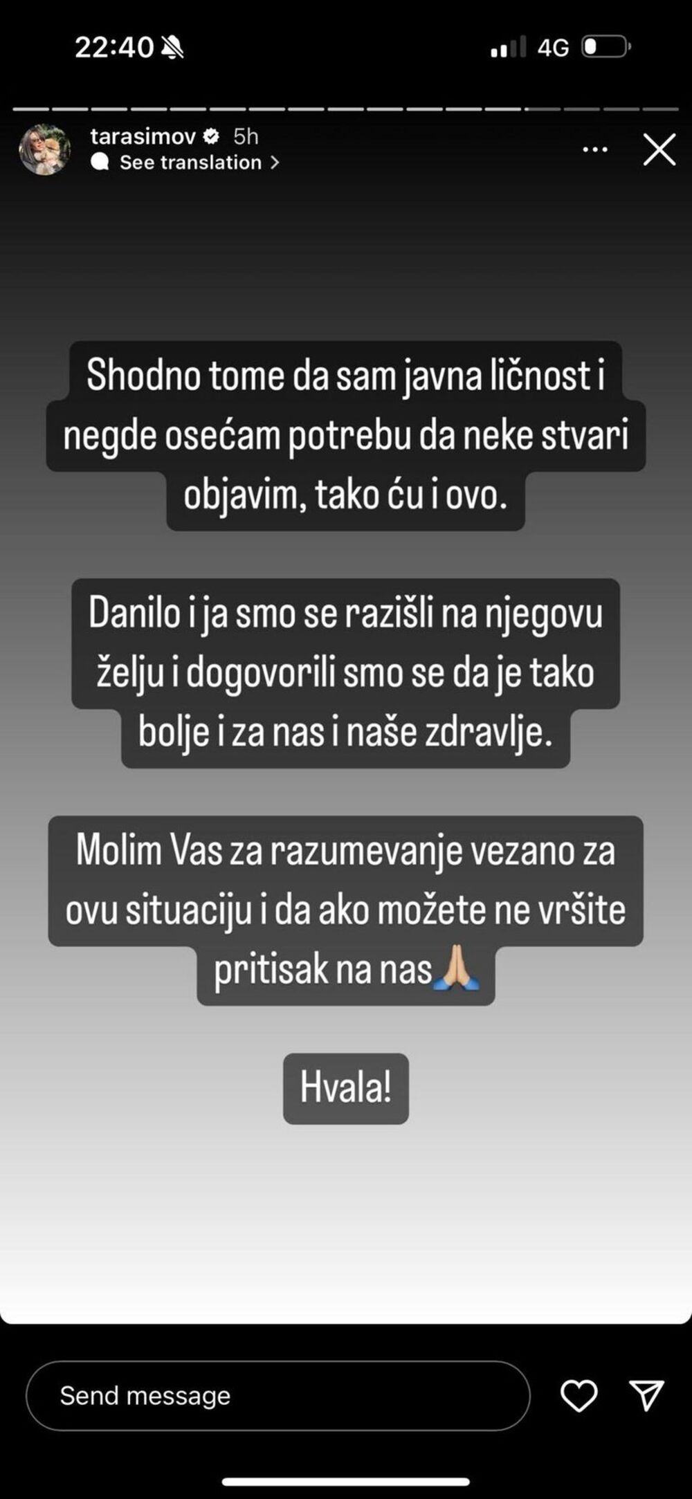 Tara Sumov ostavio dečko Danilo
