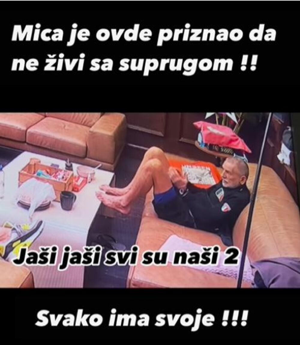 Objava na kojoj Mića priznaje da ne živi više sa suprgom