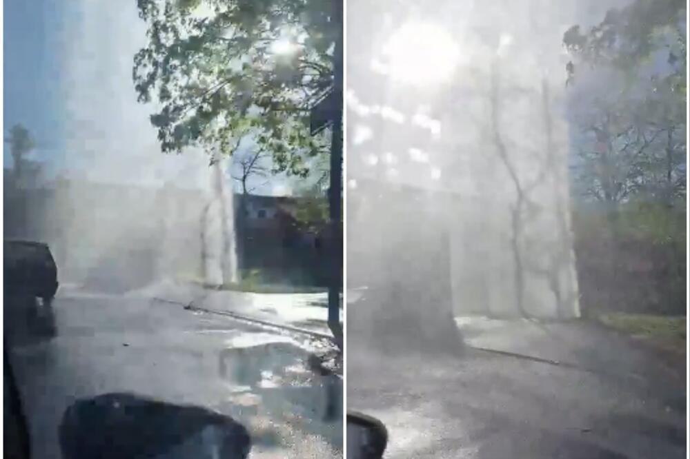 NIJAGARINI VODOPADI, ALI NA MILJAKOVAČKI NAČIN: Voda šiklja na sve strane, pešaci zaobilaze trotoar u širokom luku