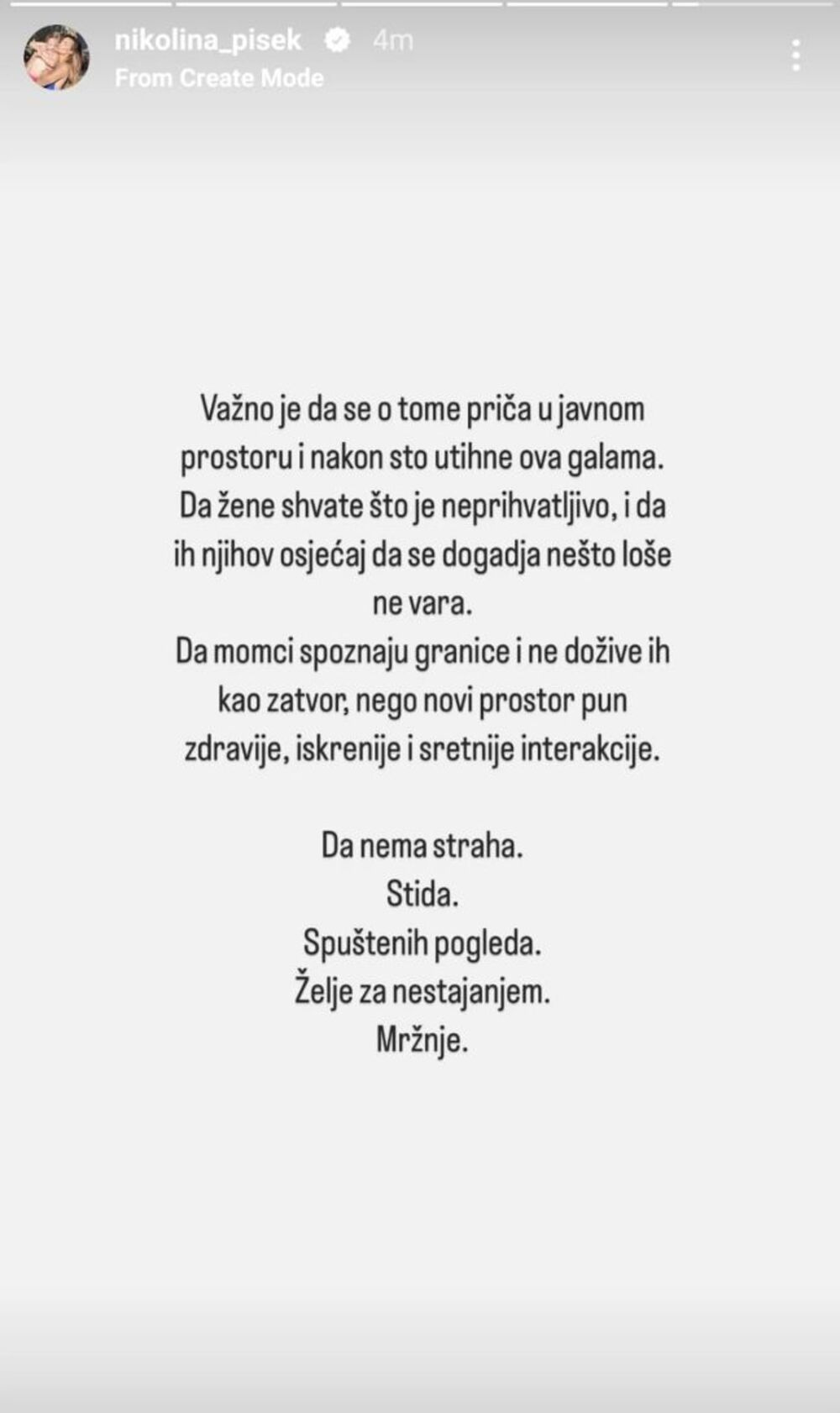 Objava Nikoline Pišek