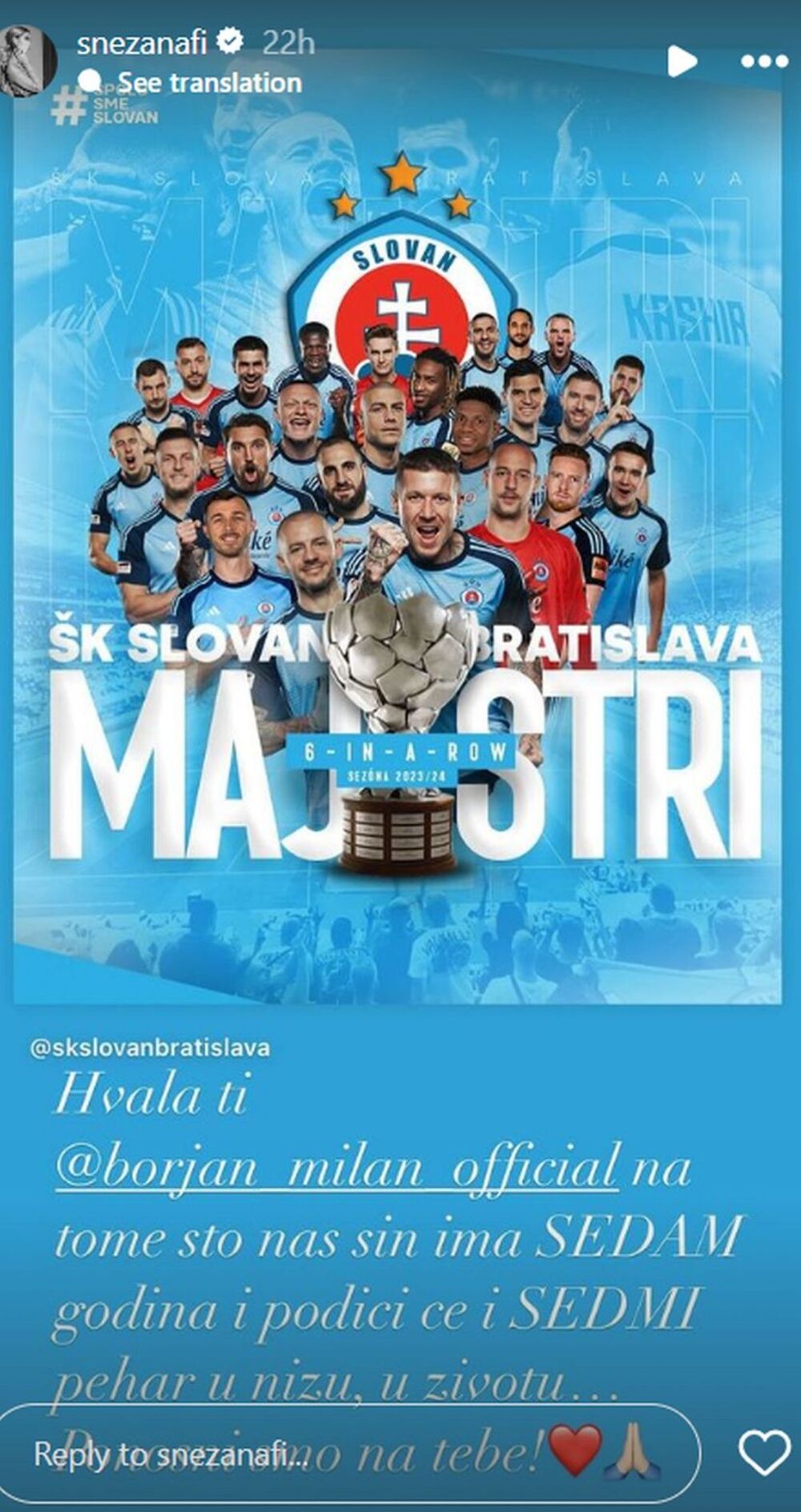 Poruka Snežane Borjan suprugu Milanu Borjanu