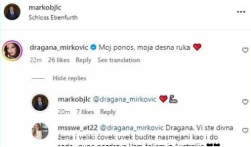 Komentar Dragane Mirković ispod Markove objave