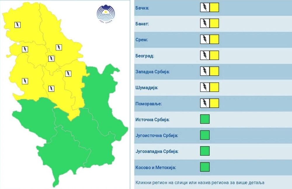 Na snazi je žuti meteoalarm