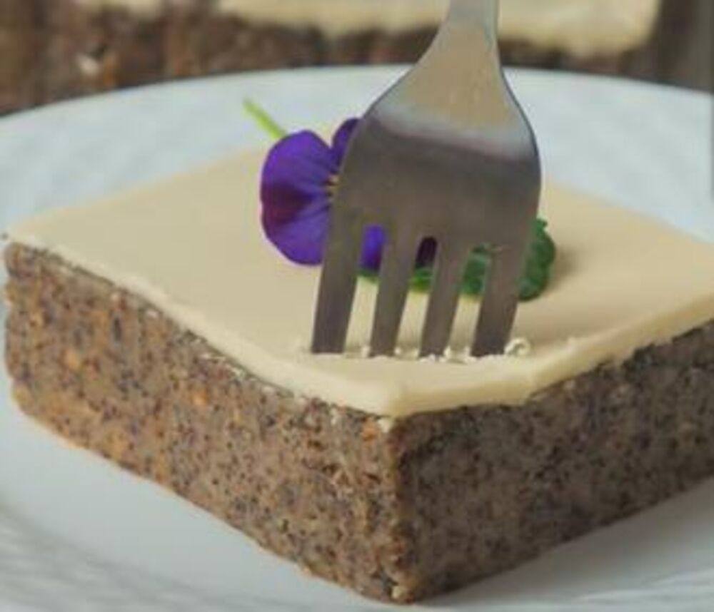 Parče kolača sa makom i plazmom na tanjiru