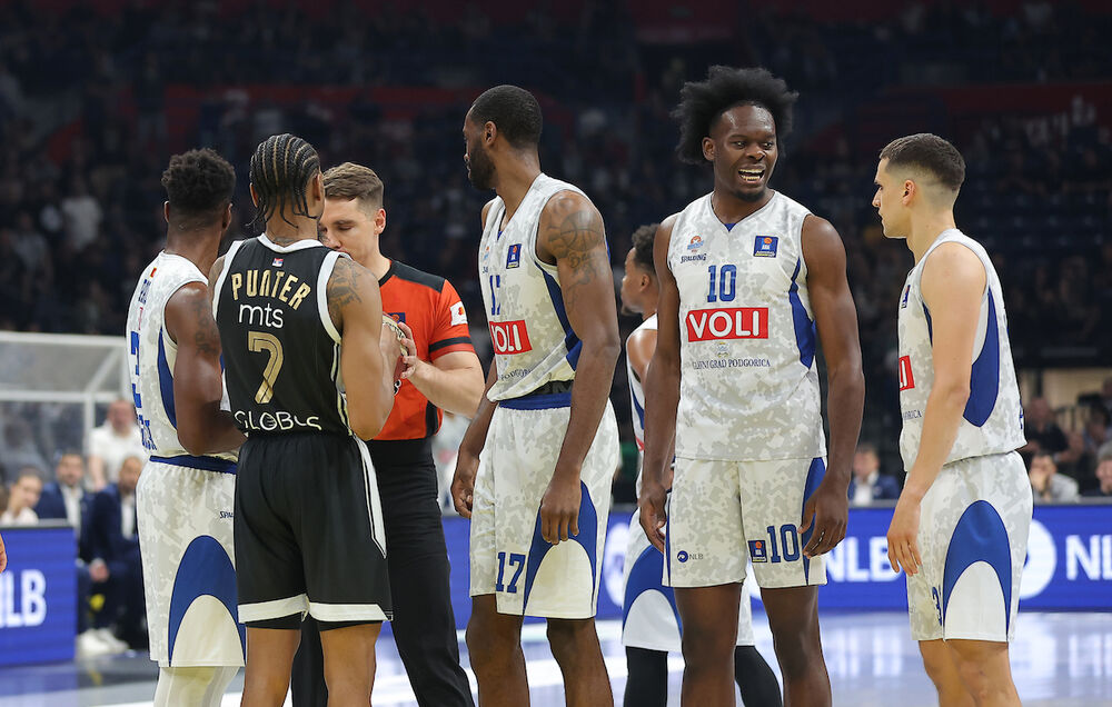 Detalj sa polufinalnog meča plej-ofa ABA lige između Partizana i Budućnosti. 