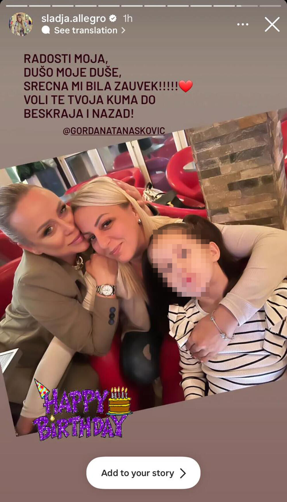 Kuma joj je Slađa Alegro