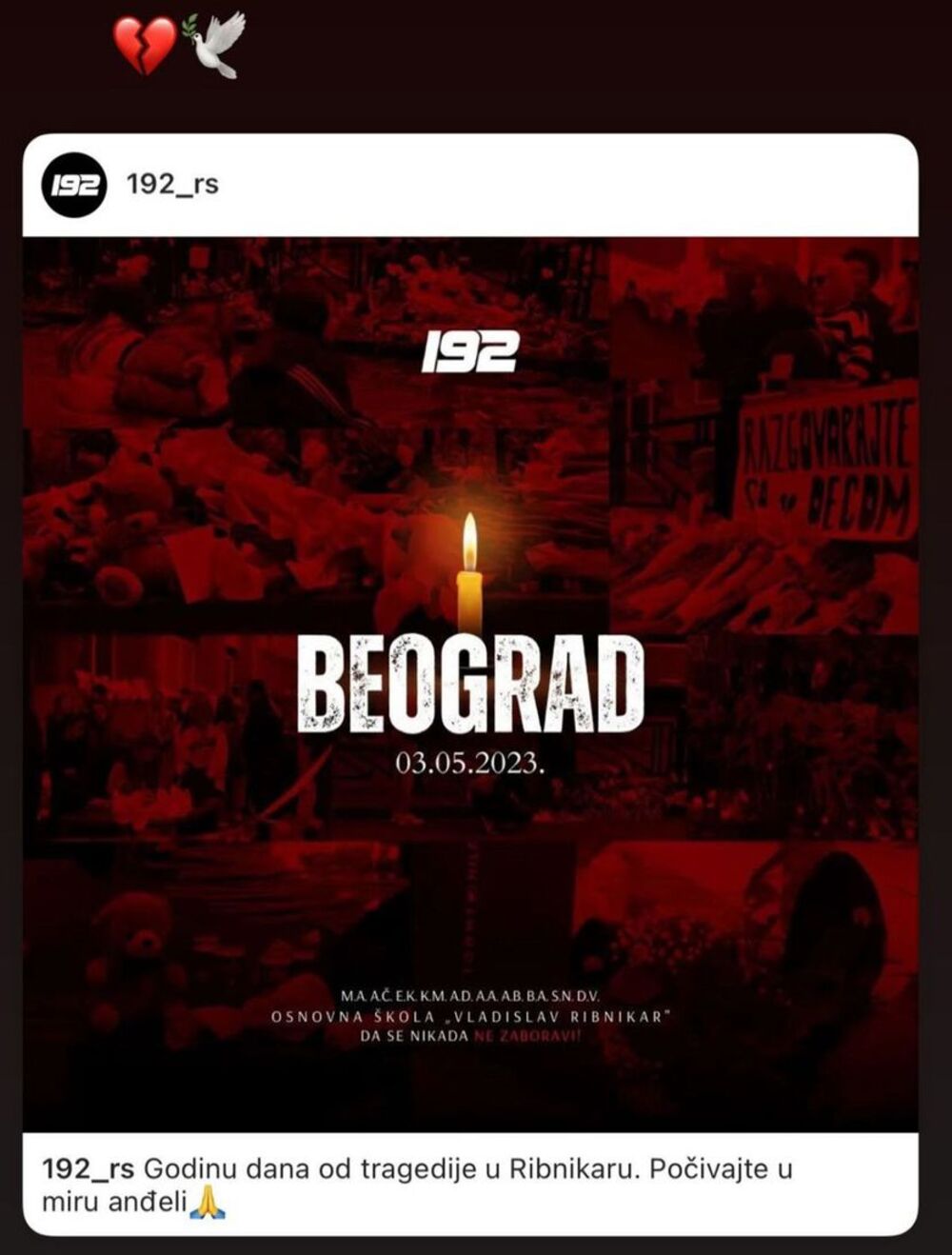 Objava Nike Tošić o masakru u Ribnikaru