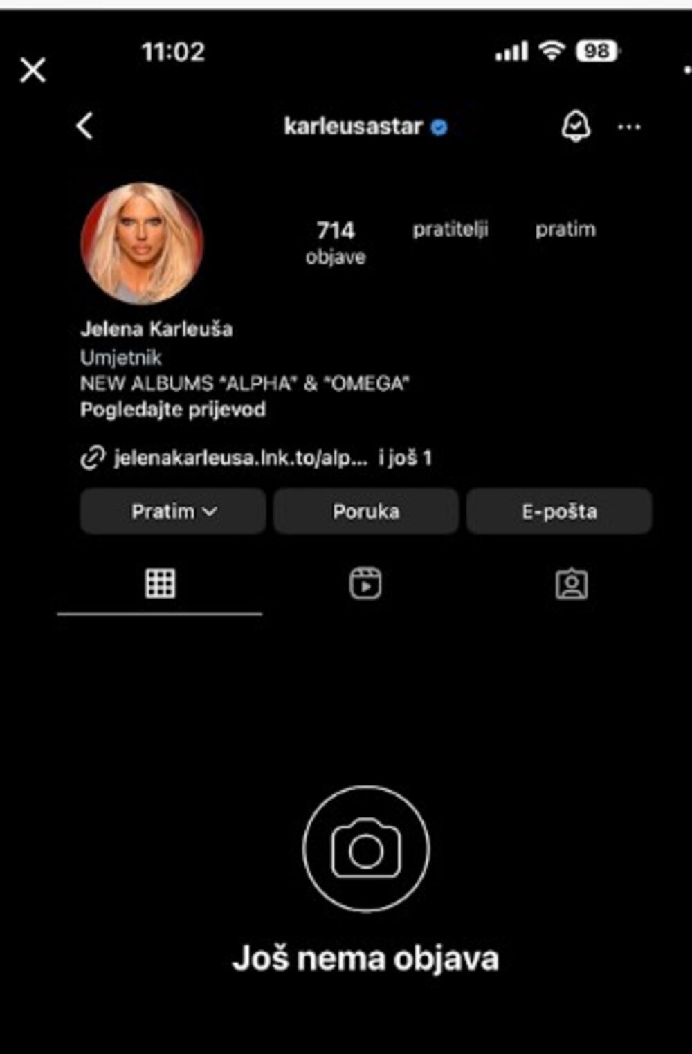 Jeleni Karleuši ugašen Instagram profil