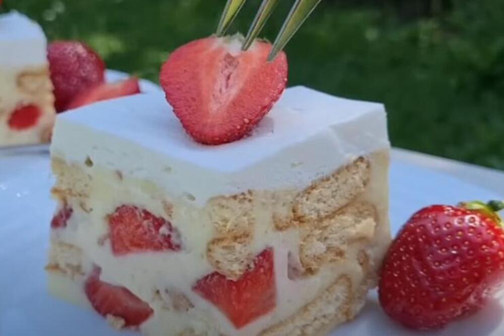 NAJBRŽA POSLASTICA OD KOJE ZASTAJE DAH: Torta sa jagodama i keksom - kremasta, lagana i osvežavajuća