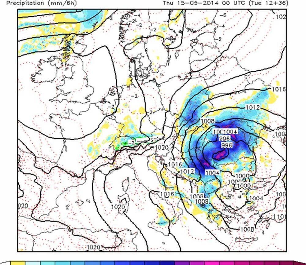 Mapa padavina iznad Srbije