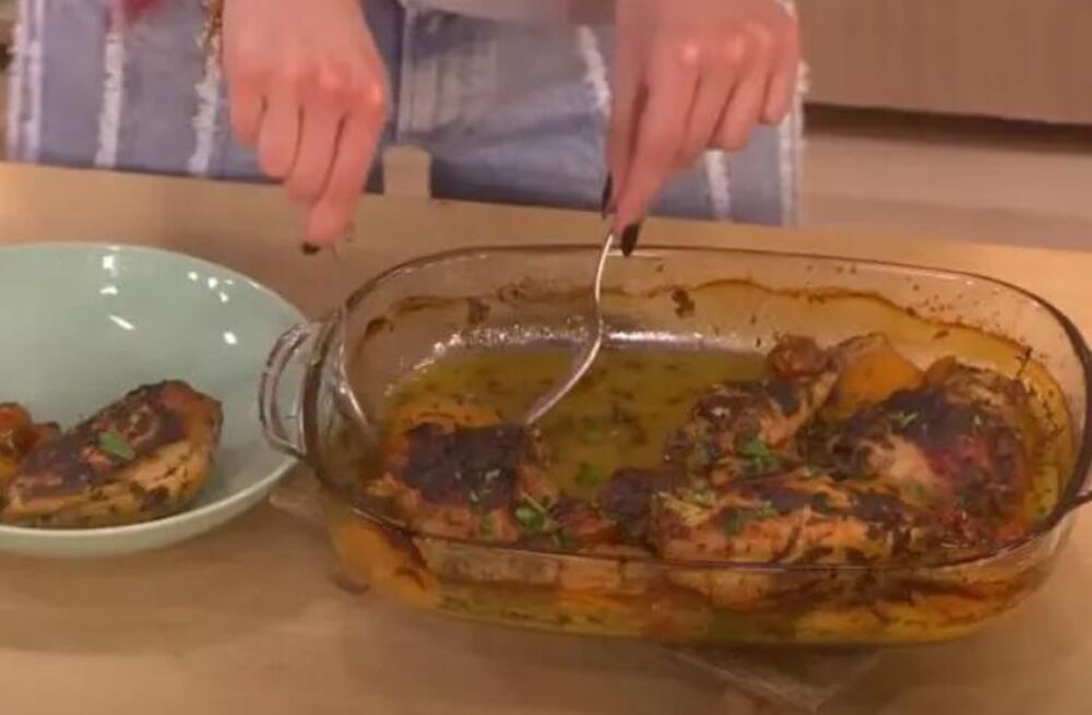 Piletina, Zapečena piletina, Piletina sa breskvama