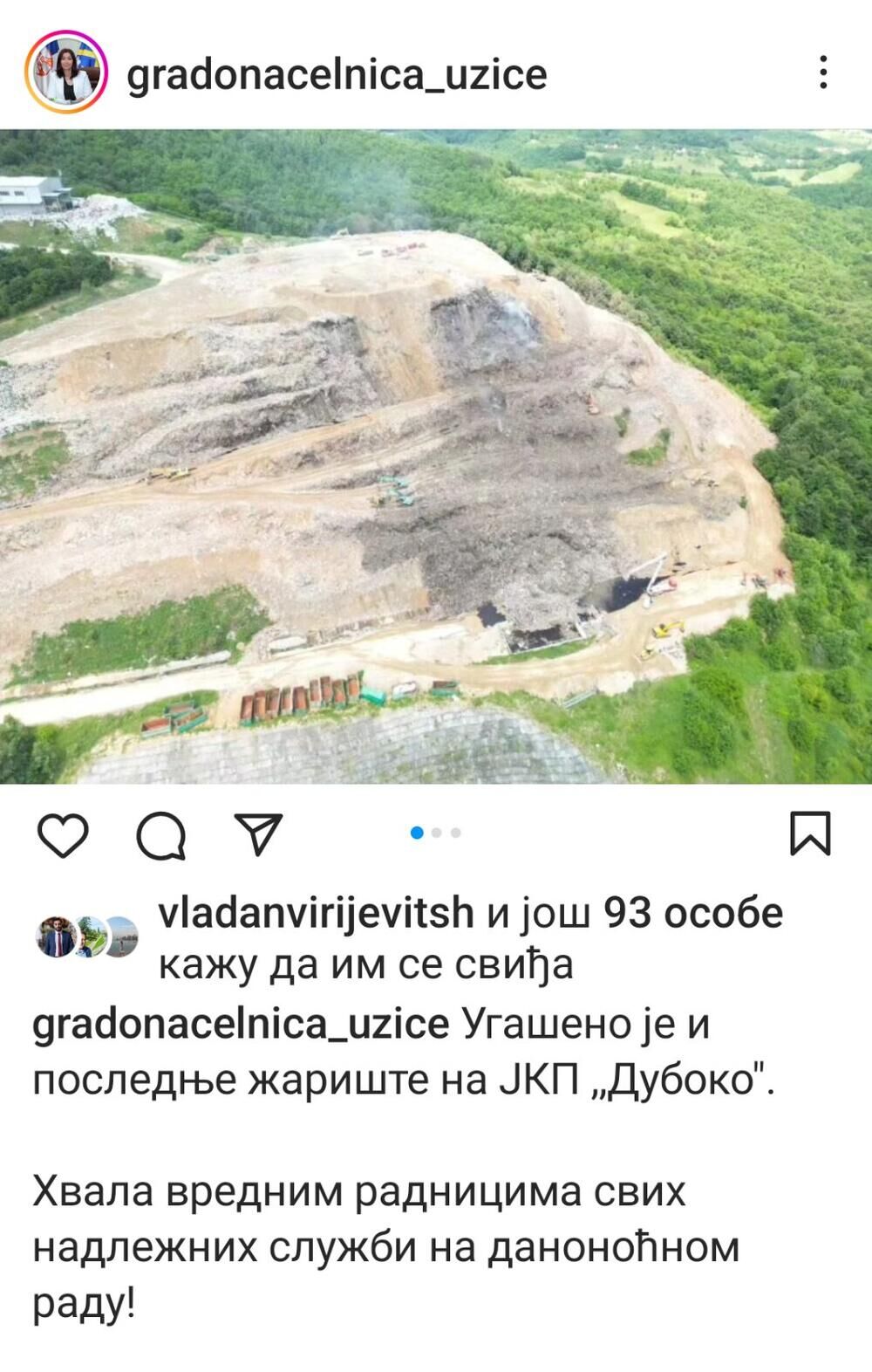 Objava gradonačelnice Užica