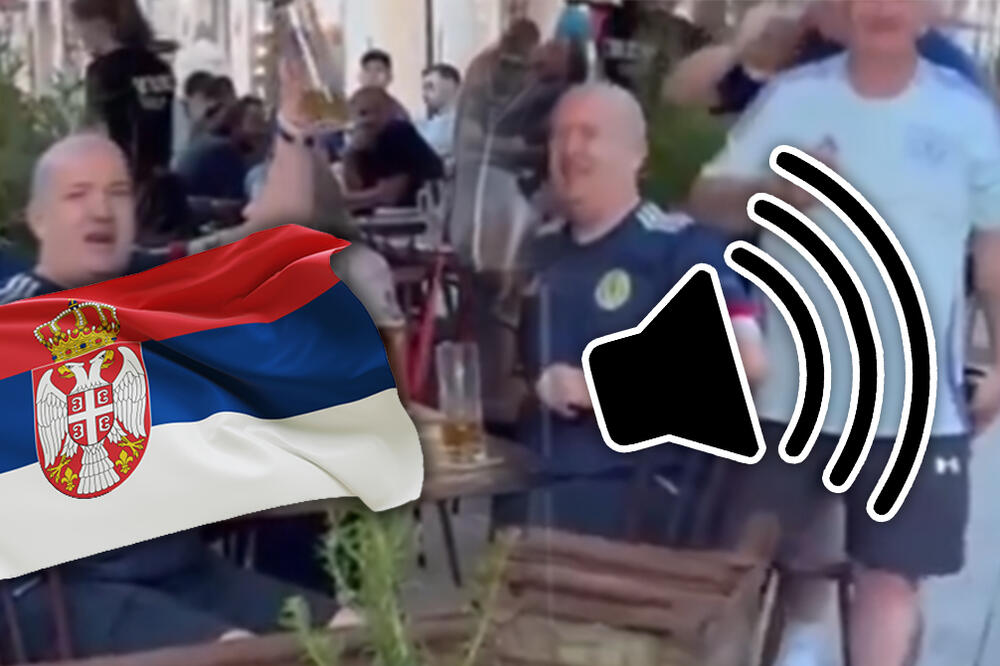 DIŽU TRI PRSTA, PEVAJU SRBIJI I SVE BI DALI DA POBEDIMO: Novi snimak LUDIH ŠKOTA sa Evropskog - OVI LJUDI SU BRAĆA!