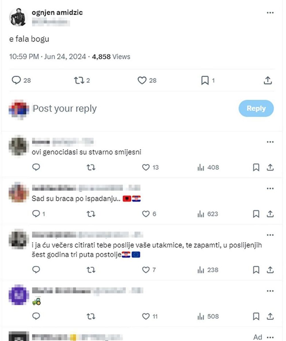 Komentari na objavu Amidžića